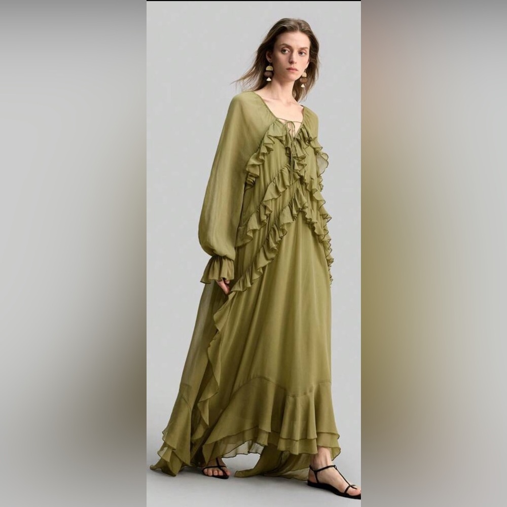 Boho ruffle chiffon dress